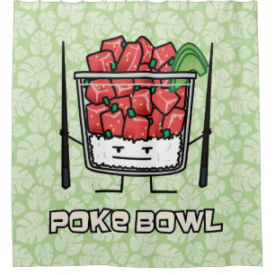 Poke bowl Hawaii raw fish salad chopsticks aku Shower Curtain