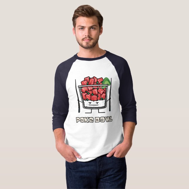 Poke bowl Hawaii raw fish salad chopsticks aku T-Shirt (Front Full)
