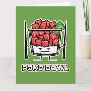 Poke bowl Hawaii raw fish salad chopsticks aku Thank You Card