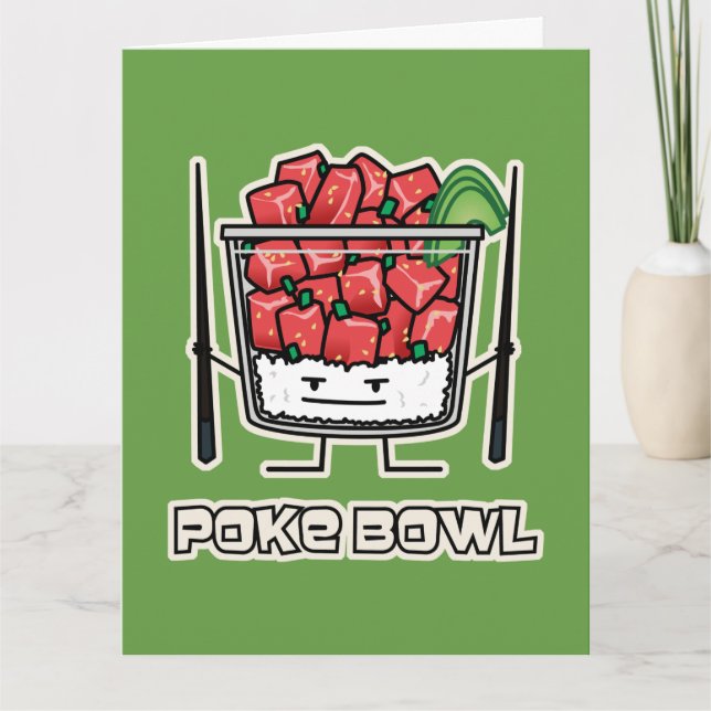 Poke bowl Hawaii raw fish salad chopsticks aku Thank You Card (Front)