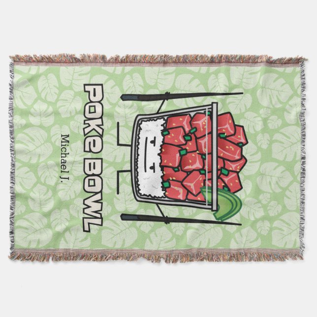 Poke bowl Hawaii raw fish salad chopsticks aku Throw Blanket (Front)