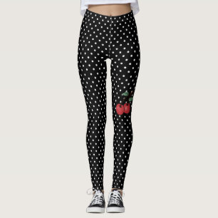 poke dots with cherry accent leggings
