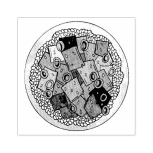 Poké Hawaiian Food Raw Fish Ahi Tuna Poke Bowl Rubber Stamp