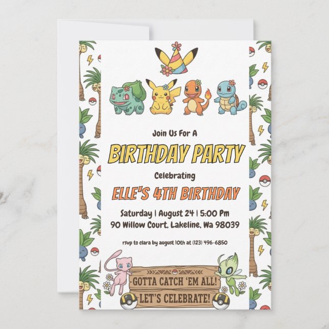 Pokémon Birthday Invitations (Front)