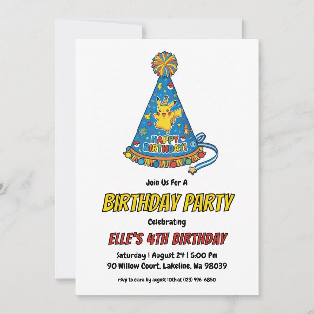Pokémon Birthday Invitations (Front)