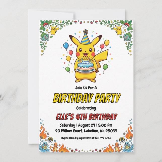 Pokémon Birthday Invitations (Front)