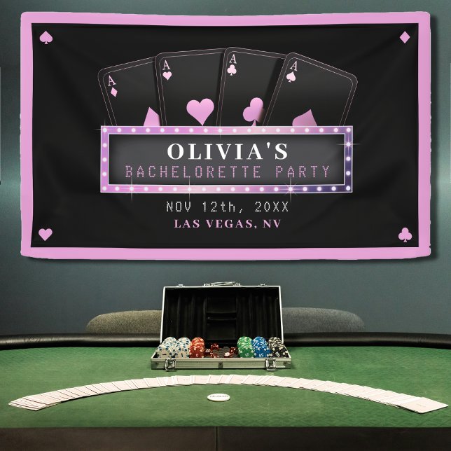 Poker Aces Pink & Black Bachelorette Party Banner (Poker Aces Pink & Black Bachelorette Party Banner
)
