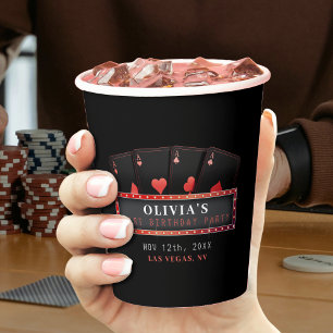 Poker Aces Red & Black 21st Birthday Party Paper Cups