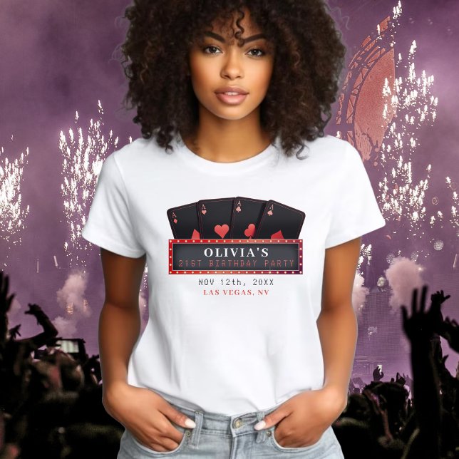 Poker Aces Red & Black 21st Birthday Party T-Shirt (Poker Aces Red & Black 21st Birthday Party T-Shirt
)