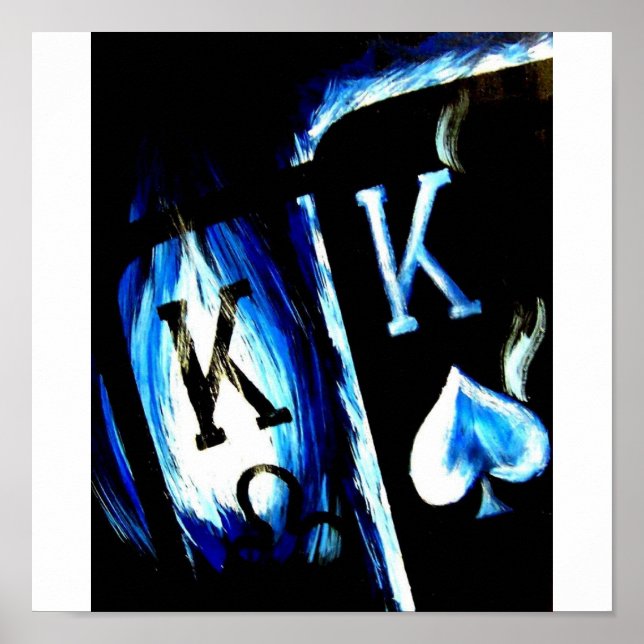 POKER ART BLUE FLAME POCKET KINGS COWBOYS POSTER (Front)