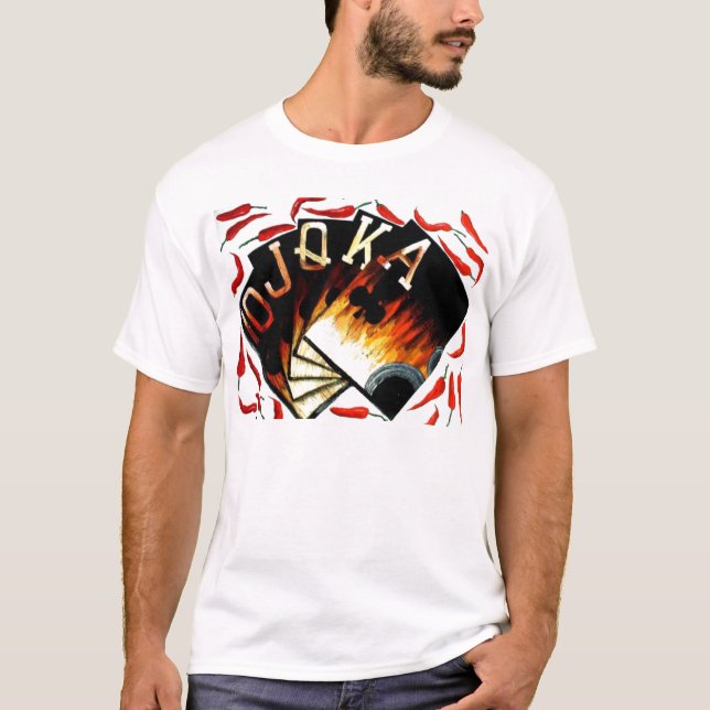 Poker Art Fan Shaped Hot Peppers Royal Flush T-Shirt (Front)