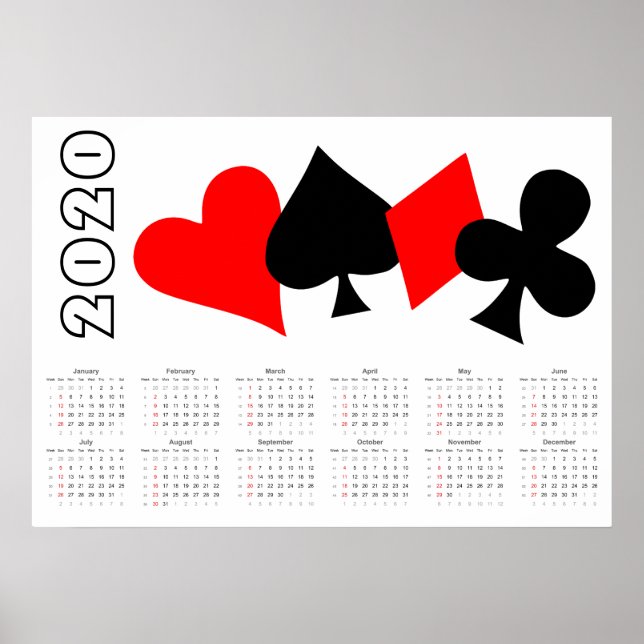 Poker Calendar 2020 Poster (Front)