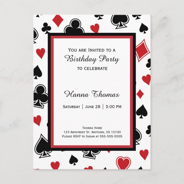 Poker Card Game Casino Theme Birthday (Front)