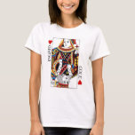 Poker Card Queen & King of Hearts Wedding Gift T-Shirt<br><div class="desc">Queen and King of Hearts poker card illustrated on custom T-shirts. The BEAUTIFUL & UNIQUE shirt will make a very special gift for wedding, engagement, couples shower or anniversary! Customise the sample text with your own wording, and feel free to edit the sizes, colours & typefaces of the text as...</div>