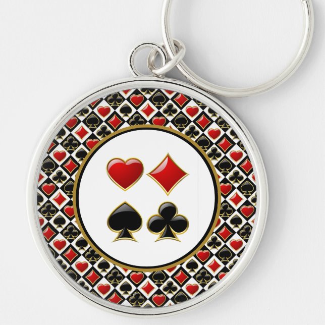 Poker Card Suits  Key Ring (Front)