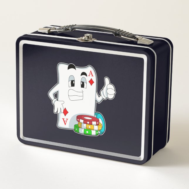 Poker card with Poker chips Metal Lunch Box (Front)
