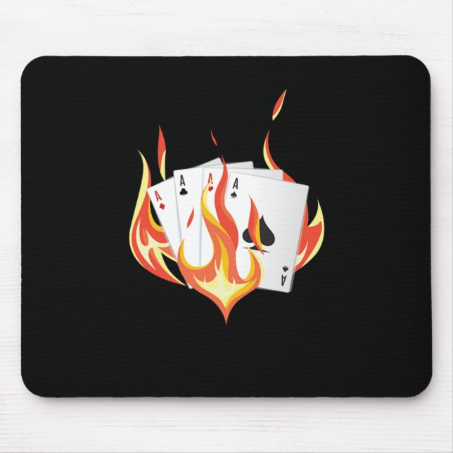 Poker Cards Ace Flame Casino Gambling Player Gift Mouse Pad (Front)