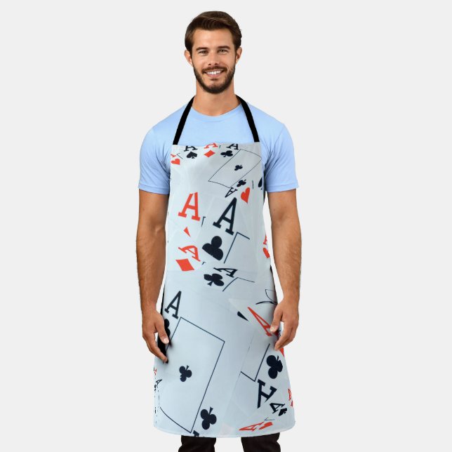 Poker Cards Aces Layered, Full Print Apron (Worn)