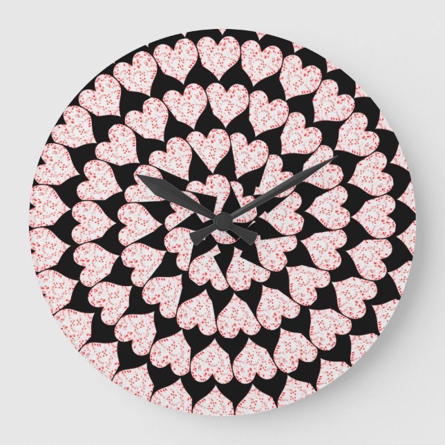 Poker Cards Hearts In Circular Pattern, Large Clock (Front)