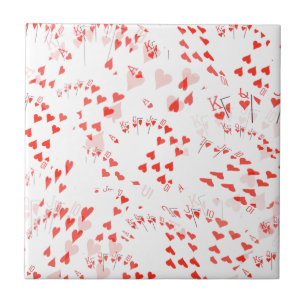 Poker Cards Hearts Straight Flush Pattern, Tile