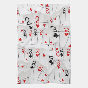 Poker Cards Number Twos, Tea Towel