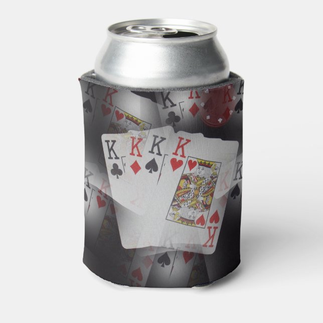 Poker Cards Quad Kings Pattern, Can Cooler (Can Back)
