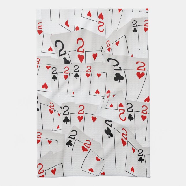 Poker Cards Twos Layered, Tea Towel (Vertical)