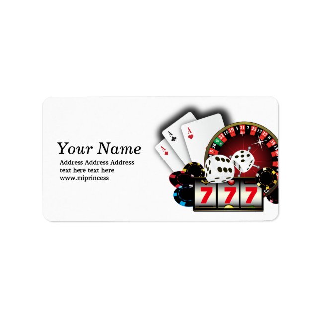 poker, casino, adult, return address stickers (Front)