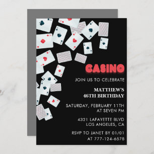 Poker Casino Playing card 46th birthday invitation