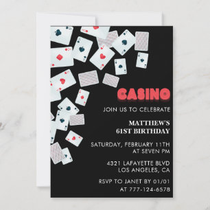 Poker Casino Playing card 61st birthday invitation