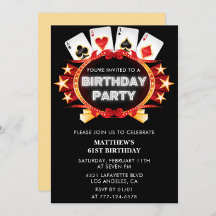 Poker Casino Playing card 61st birthday invitation