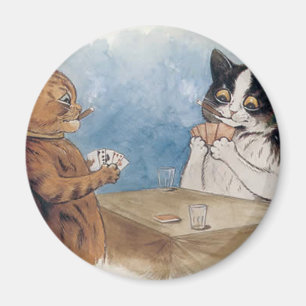 Poker Cats Artwork by Louis Wain Magnet