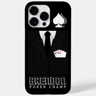 Poker Champ Black and Grey Pinstripe Suit Casino Case-Mate iPhone 14 Pro Max Case