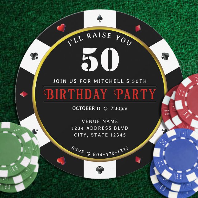 Poker Chip 50th Birthday Party Invitation (Poker Chip 50th Birthday Party Invitation
)