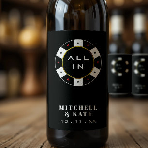 Poker Chip All In Wedding Black Wine Label