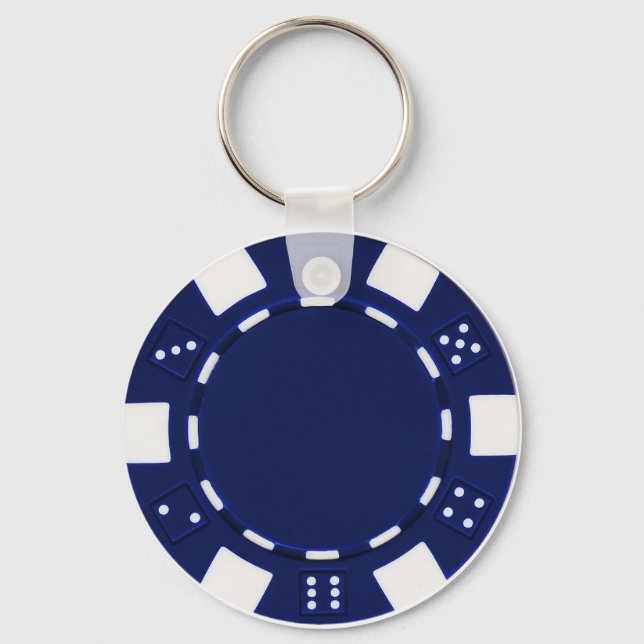 poker chip blue key ring (Front)