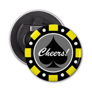 Poker chip bottle opener in custom colour and valu