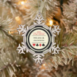 Poker Chip First Christmas Mr & Mrs Black Cream Snowflake Pewter Christmas Ornament<br><div class="desc">Add this truly special black and cream white casino poker chip ornament to your Christmas tree,  this first year of marriage. This is a fabulous wedding gift for those who've tied the knot in Las Vegas or another casino city.</div>