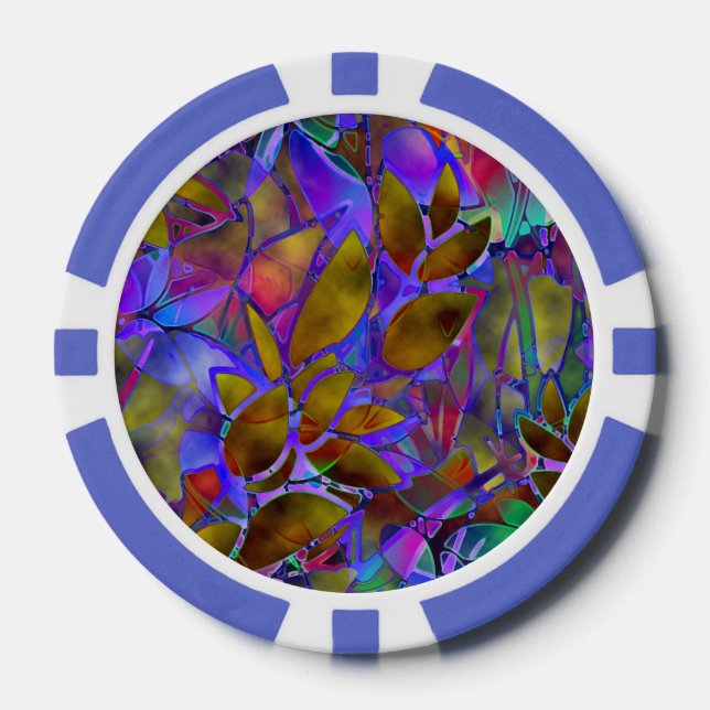 Poker Chip Floral Abstract Stained Glass (Front)