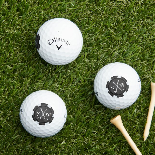 Poker Chip Golf Theme Monogrammed Golf Balls (Insitu Grass)