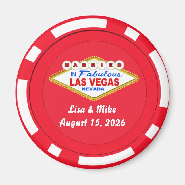 Poker Chip Magnet Married in Las Vegas (Front)