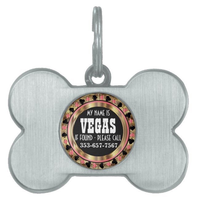 Poker Chip Pink Design | Customise Pet ID Tag (Front)