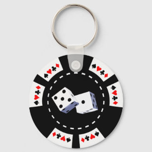 POKER CHIP WITH DICE ORNAMENT KEY RING