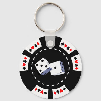 POKER CHIP WITH DICE ORNAMENT KEY RING