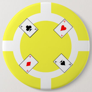 Poker Chip - Yellow 6 Cm Round Badge