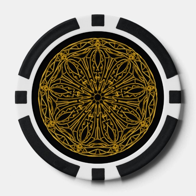 Poker Chips, black and gold design Poker Chips (Front)