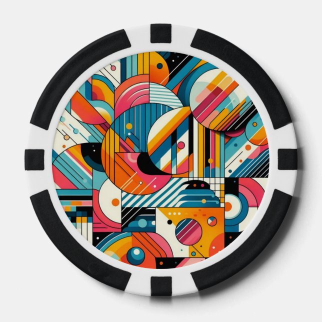 Poker Chips - Colourful Geometric Design (Front)