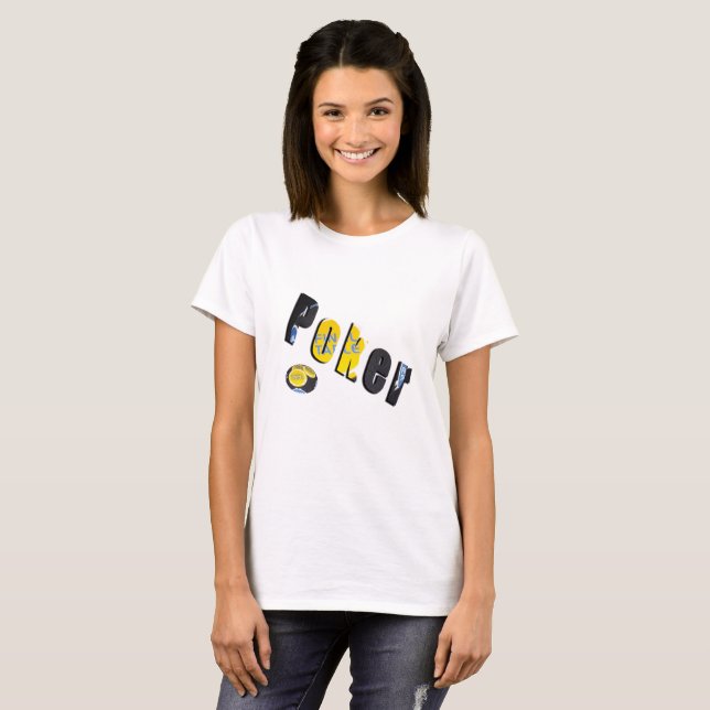 Poker Chips Dimensional Logo, Ladies T-shirt (Front Full)