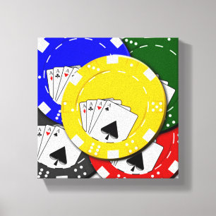 Poker Chips Stretched Canvas Print