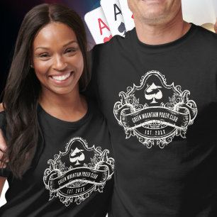 Poker Club League Tournament Name Sponsor on Back T-Shirt